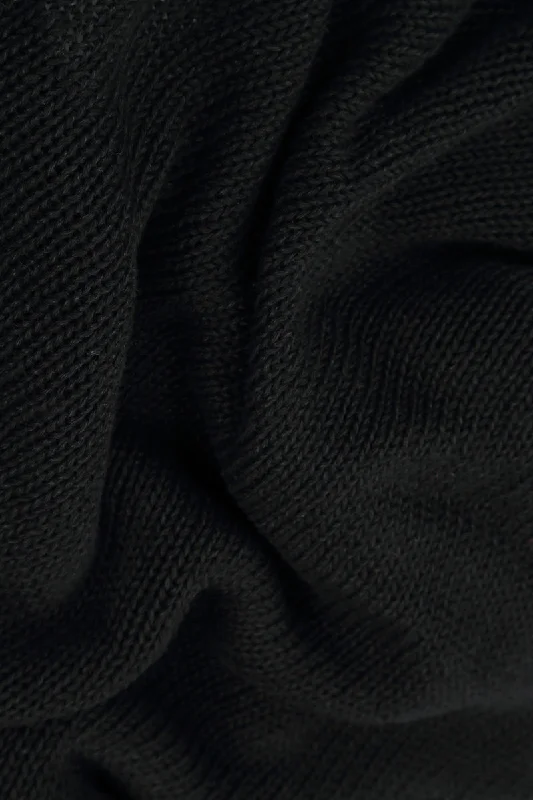 Asymmetric Black Linen Jumper