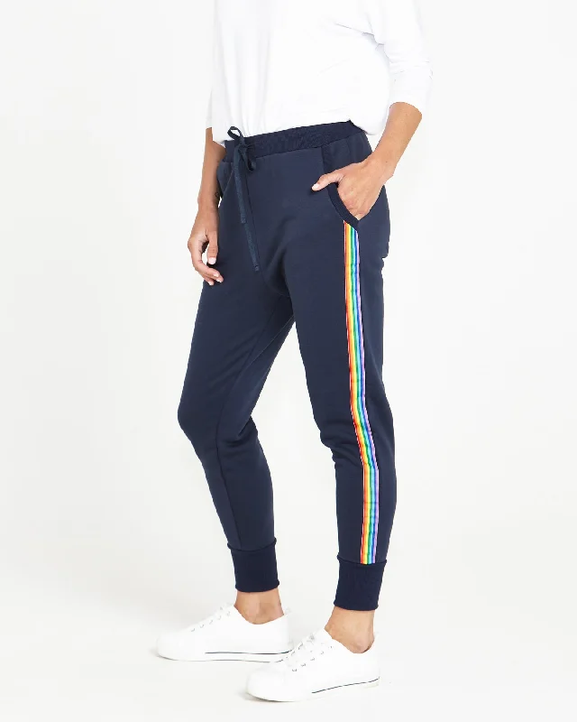 Betty Basics Huntington Stripe Jogger Dark Blue Rainbow