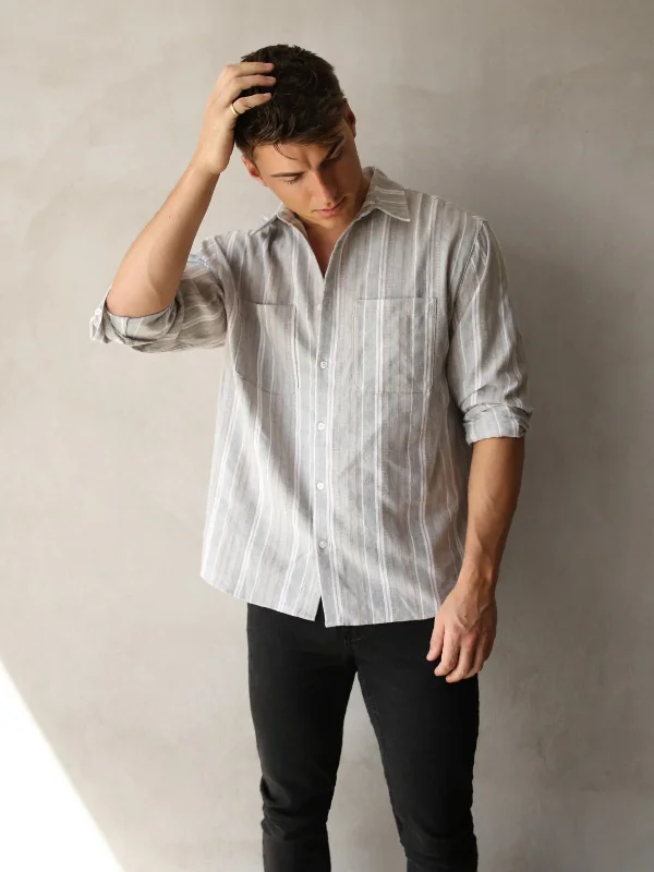 Rialto Stripe Shirt - Taupe