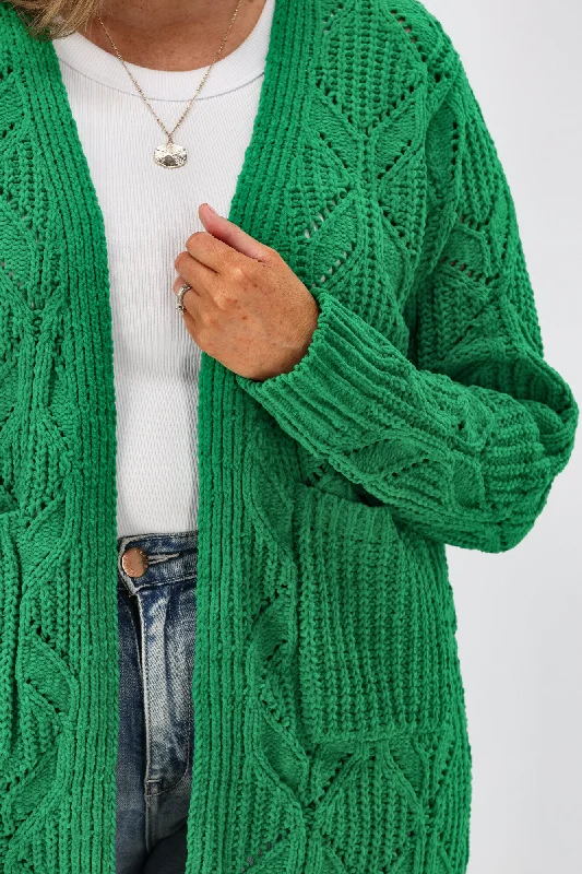 Boho Australia Fia Cable Cardigan Jade Green