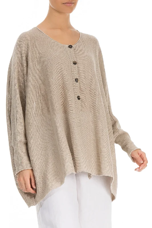 Boxy Natural Linen Cardigan