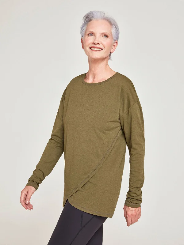 Cianna GRS Recycled Polyester Top - Dark Olive Green