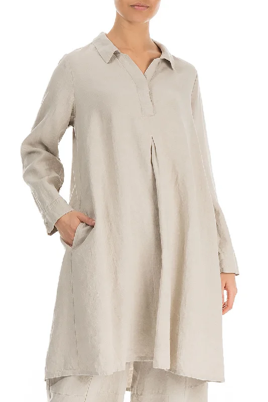 Collar Neck Natural Linen Tunic