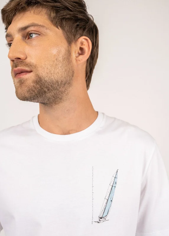 CYPRIEN - Boat Motif T-shirt for Men | Crew Neck | Prima Cotton (WHITE)