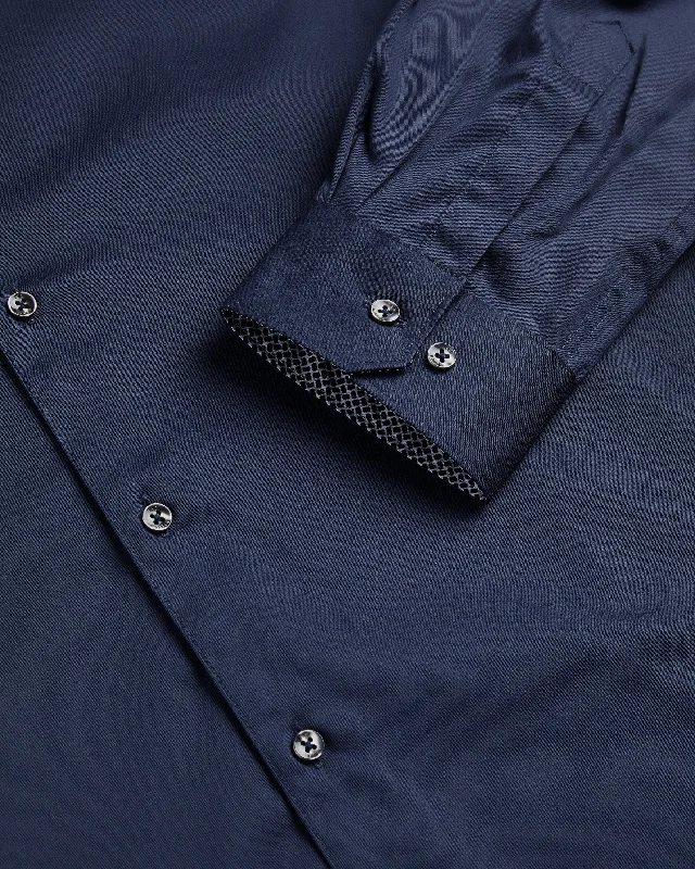 Duddoss Long Sleeve Slim Fit Shirt Navy