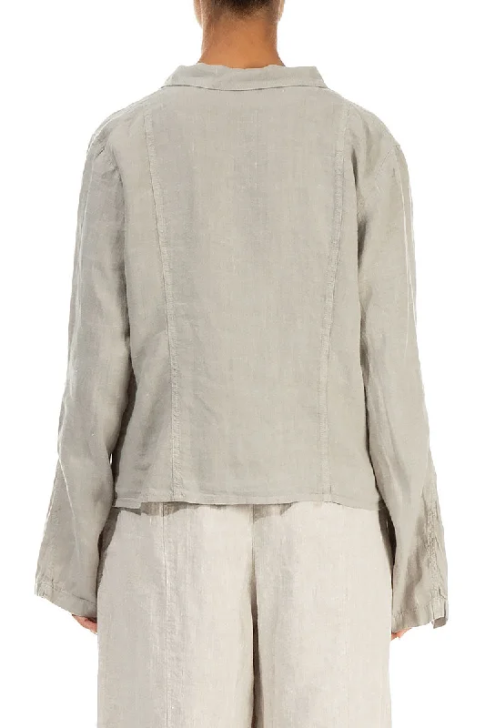 Flared Sleeves Light Grey Linen Jacket