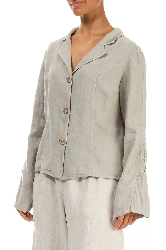 Flared Sleeves Light Grey Linen Jacket