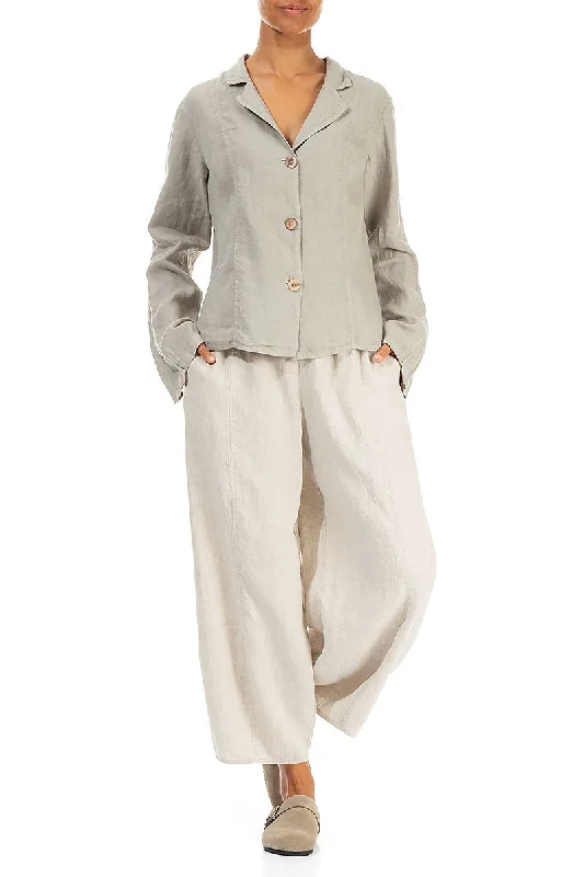 Flared Sleeves Light Grey Linen Jacket