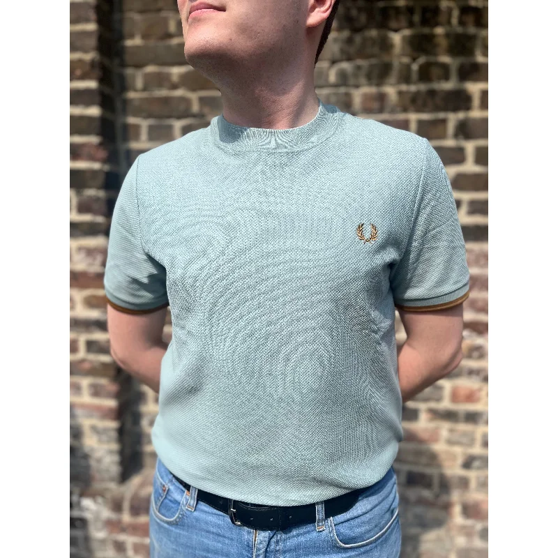 Fred Perry - M4654 Tipped Cuff Silver Blue / Caramel - T-Shirt