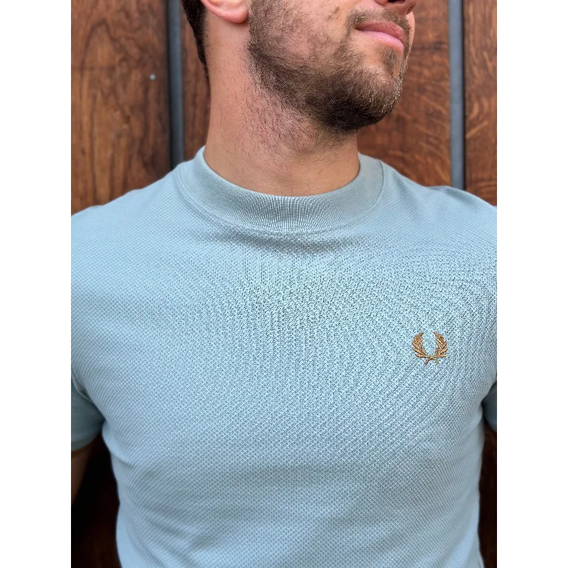 Fred Perry - M4654 Tipped Cuff Silver Blue / Caramel - T-Shirt