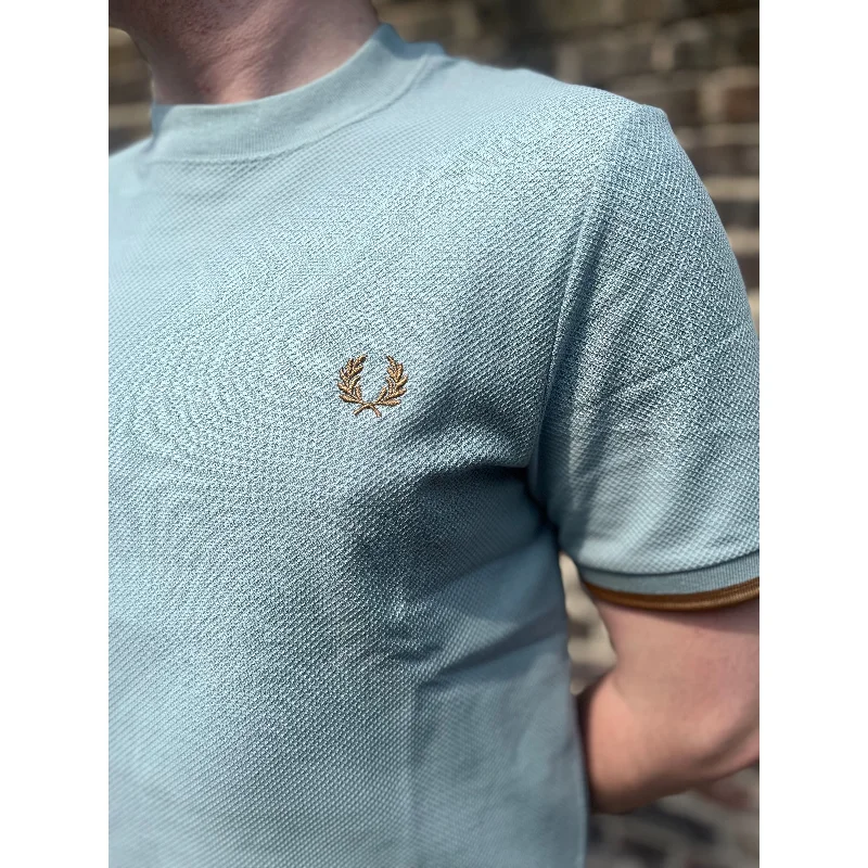 Fred Perry - M4654 Tipped Cuff Silver Blue / Caramel - T-Shirt