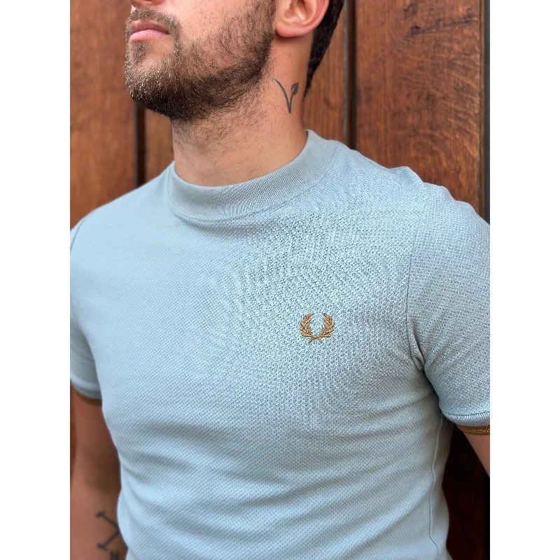 Fred Perry - M4654 Tipped Cuff Silver Blue / Caramel - T-Shirt