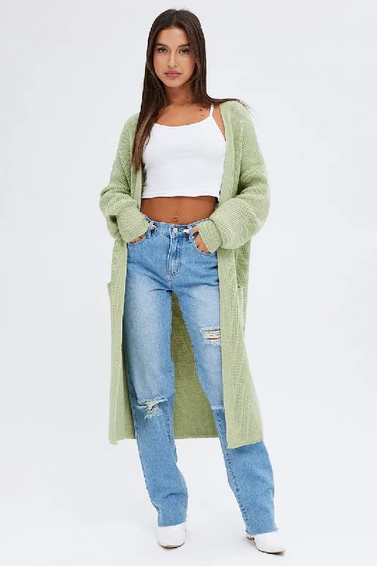 Green Longline Cardigan