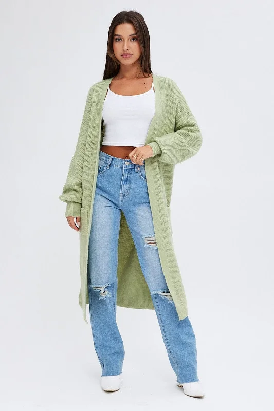 Green Longline Cardigan