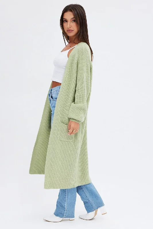 Green Longline Cardigan