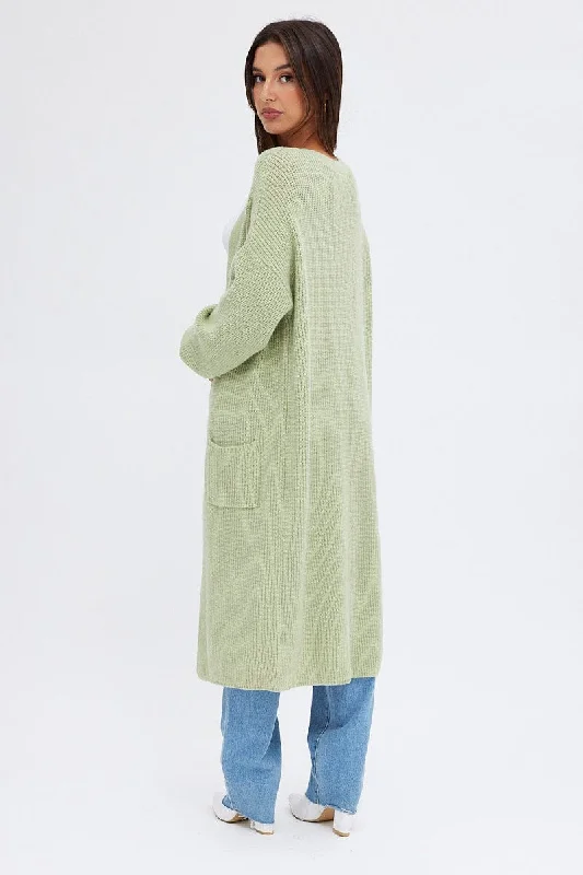 Green Longline Cardigan