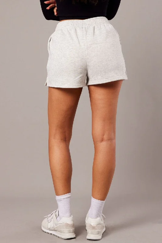 Grey Track Shorts High Rise