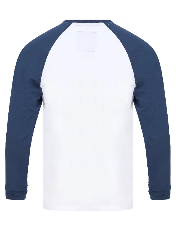 Irons Cotton Jersey Baseball Raglan Long Sleeve Top in Patriot Blue - Tokyo Laundry