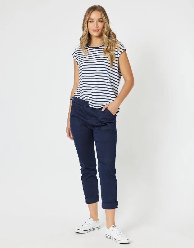 Isabella Cotton Pant - Navy