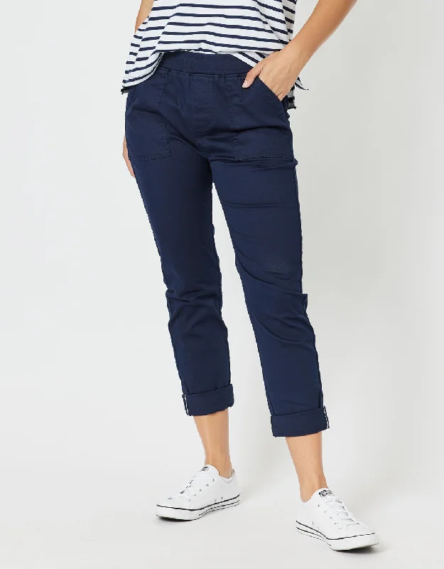 Isabella Cotton Pant - Navy