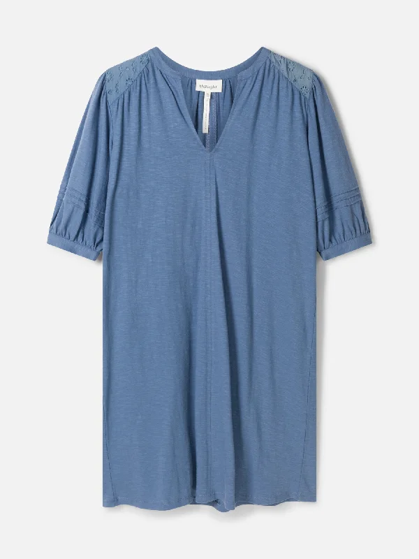 Ivey Organic Cotton Shift Dress - Storm Blue