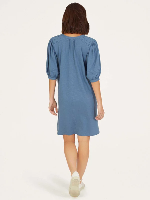 Ivey Organic Cotton Shift Dress - Storm Blue