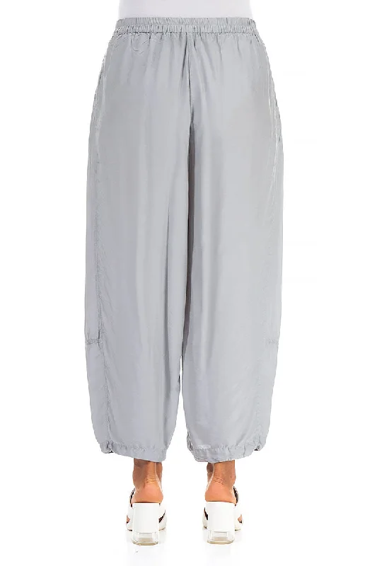 Loose Light Grey Silk Bamboo Trousers