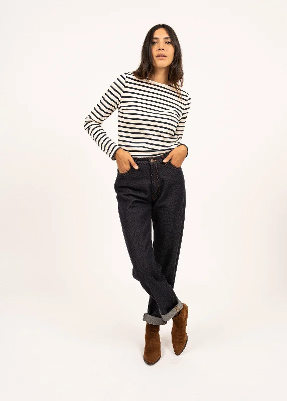 MERIDAME II - Authentic Breton Shirt | Heavyweight Cotton | Women Fit (ECRU / NAVY)