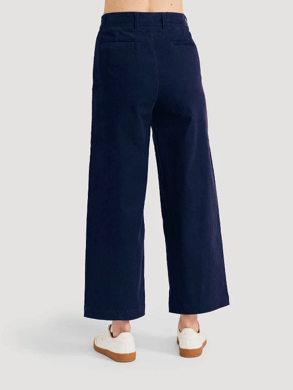 Milou Organic Cotton Corduroy Wide Leg Culottes - Navy