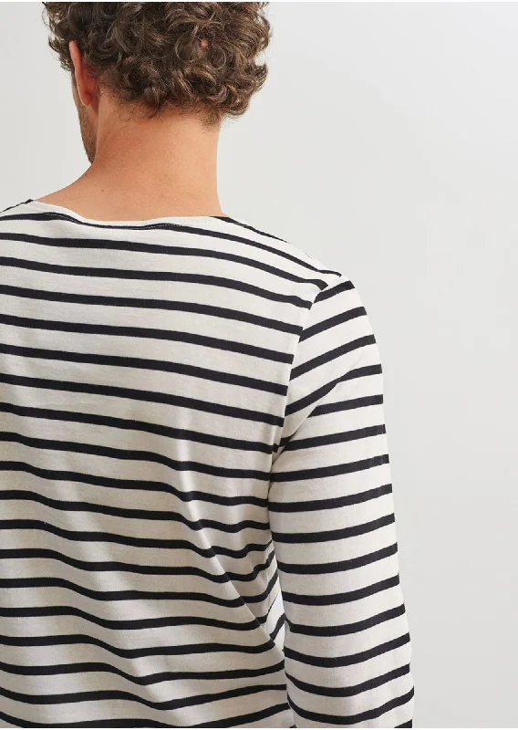 MINQUIERS MODERN - Authentic Breton Stripe Shirt | Soft Cotton | Men Fit (IVORY / BLACK)