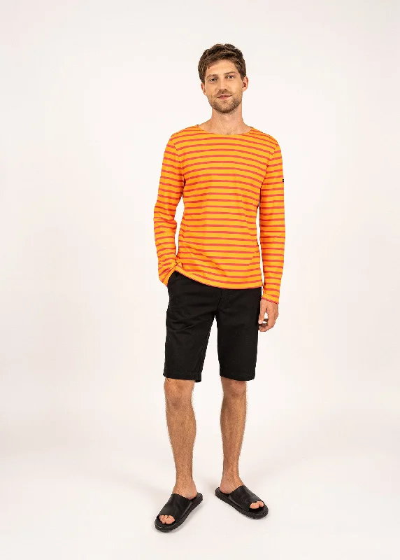 MINQUIERS MODERN - Authentic Breton Stripe Shirt | Soft Cotton | Men Fit (TANGERINE / PINK)