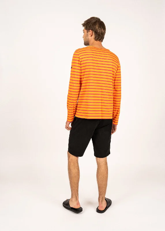 MINQUIERS MODERN - Authentic Breton Stripe Shirt | Soft Cotton | Men Fit (TANGERINE / PINK)