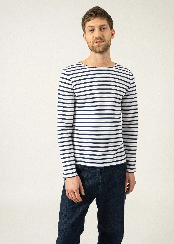 MINQUIERS MODERN - Authentic Breton Stripe Shirt | Soft Cotton | Men Fit (WHITE / NAVY)