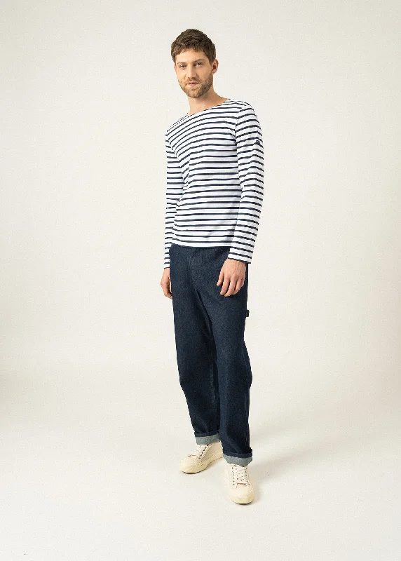 MINQUIERS MODERN - Authentic Breton Stripe Shirt | Soft Cotton | Men Fit (WHITE / NAVY)