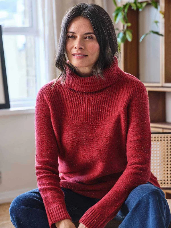 Noelle Lambswool Knit Jumper - Cranberry Red