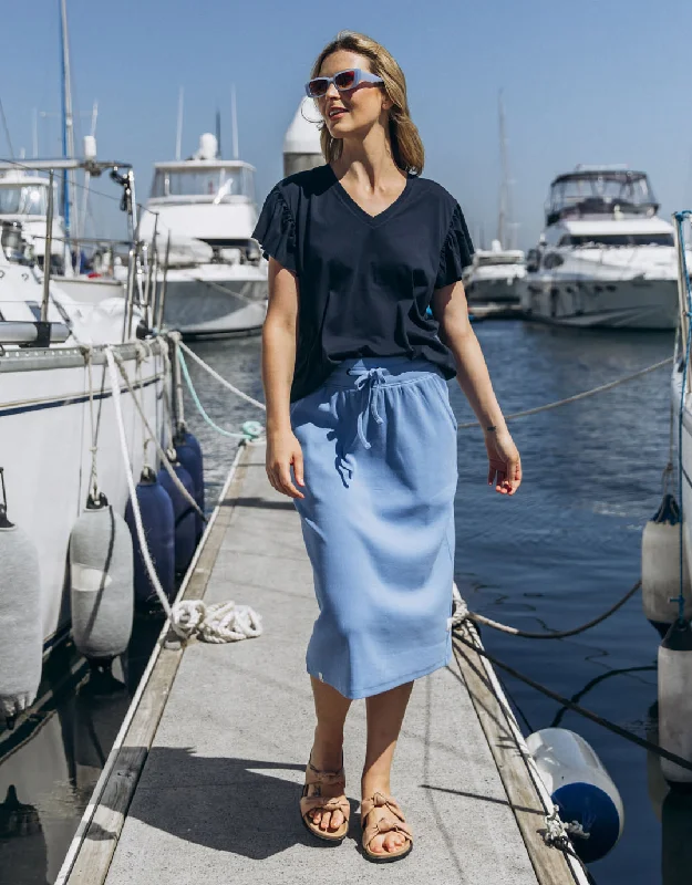 Rib Midi Skirt - Cerulean Blue