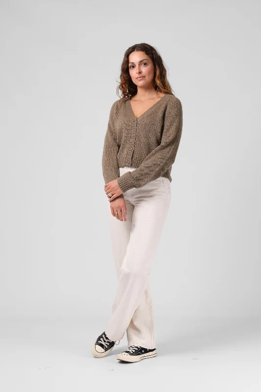 RPM Cropped Cardigan Olive Marle