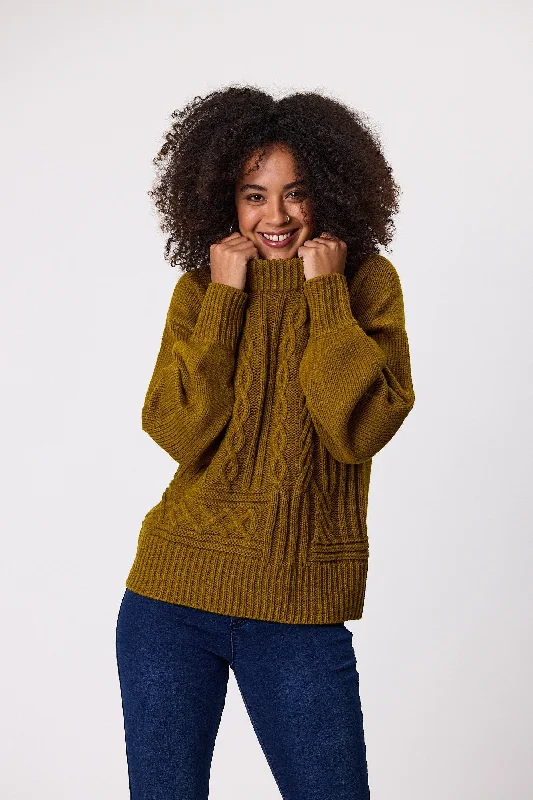 Shine On Label Marra Cable Knit Jumper Citrus Green