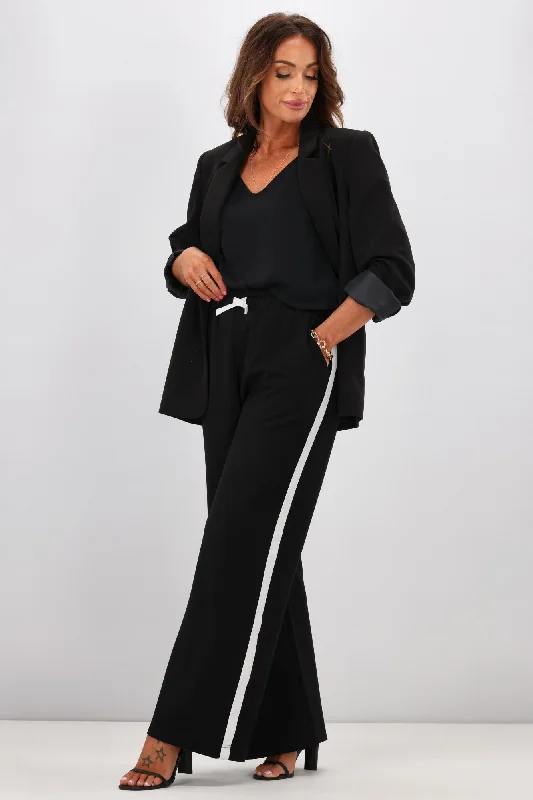 Shine On Label Parker Stripe Wide Leg Ponte Pants