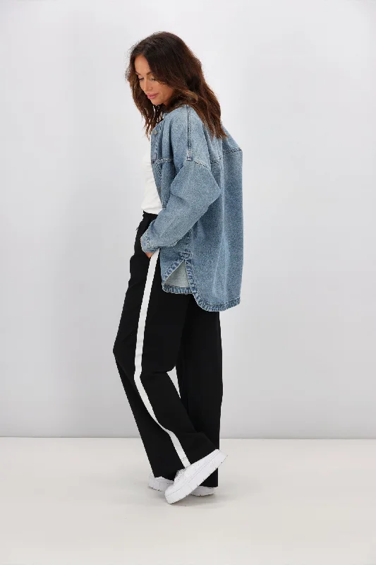 Shine On Label Parker Stripe Wide Leg Ponte Pants