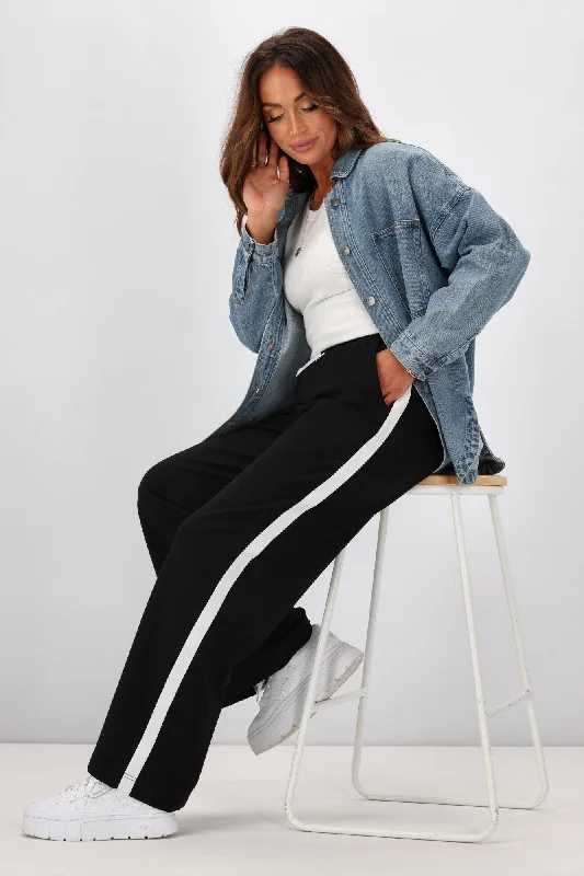 Shine On Label Parker Stripe Wide Leg Ponte Pants