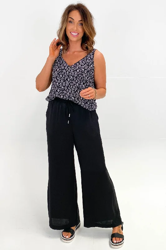 Shine On Label Rowena Wide Leg Pants Black