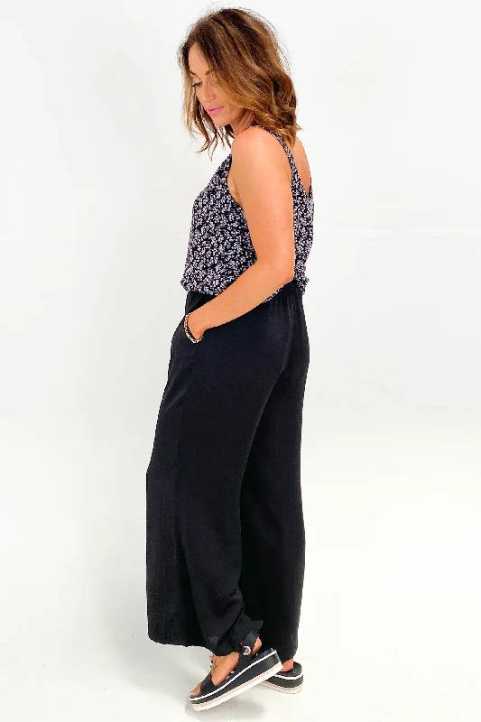 Shine On Label Rowena Wide Leg Pants Black