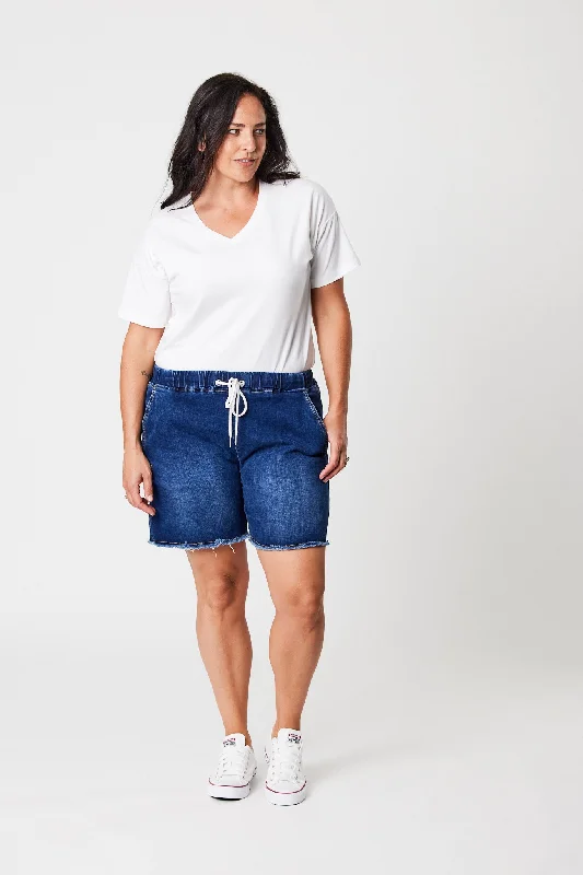 Shine On Label Ryan Elasticated Denim Short Blue