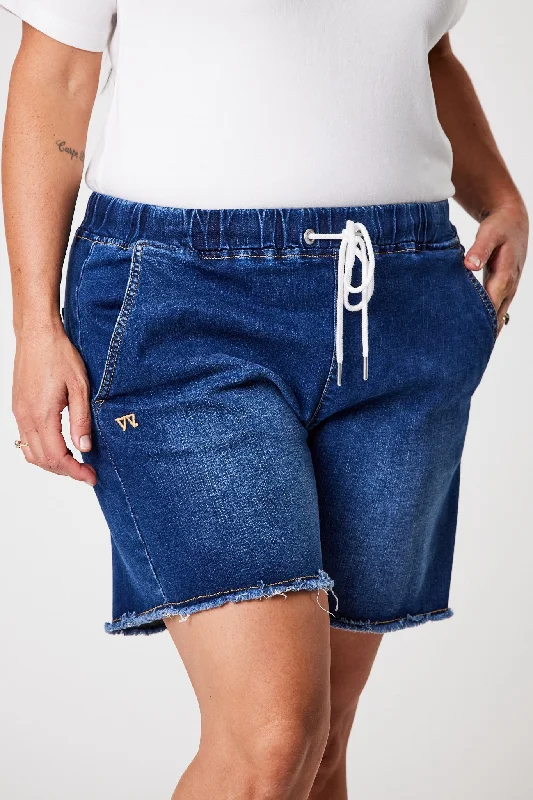 Shine On Label Ryan Elasticated Denim Short Blue