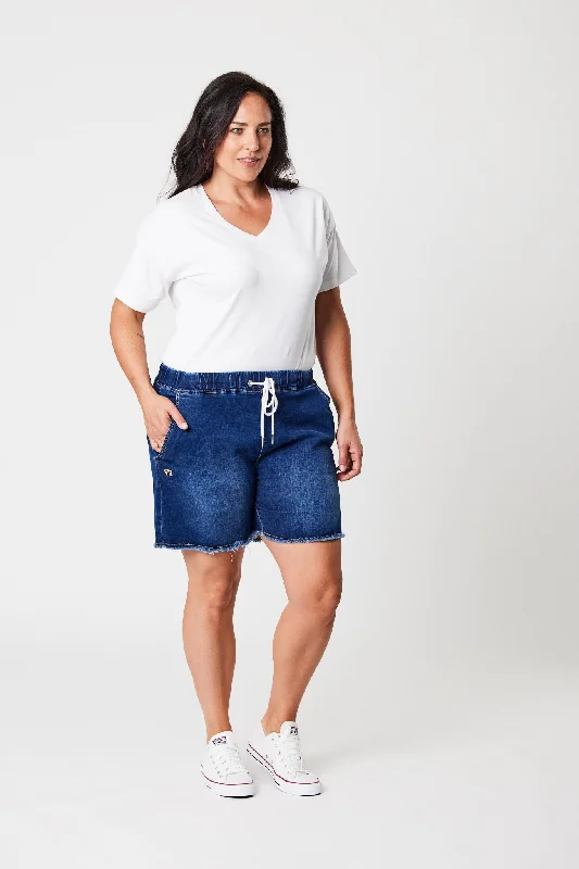 Shine On Label Ryan Elasticated Denim Short Blue