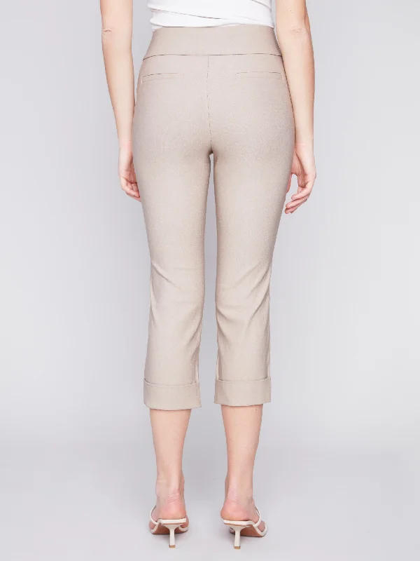 Stretch Pull-On Capri Pants - Greige