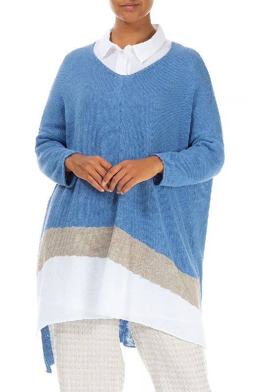 Striped Cornflower Linen Jumper