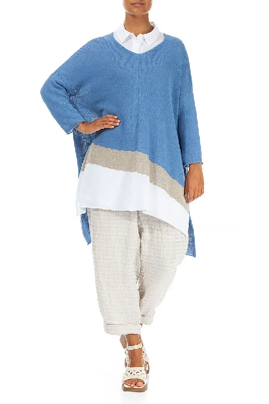 Striped Cornflower Linen Jumper