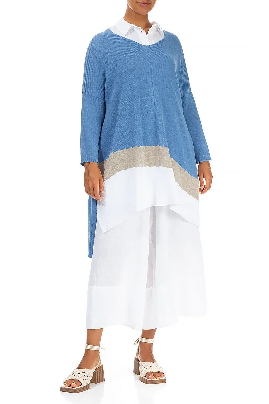 Striped Cornflower Linen Jumper